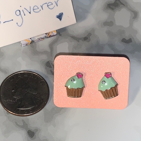 Blue & Pink Cupcake Bling π§ Earrings w Backs - Picture 4 of 9